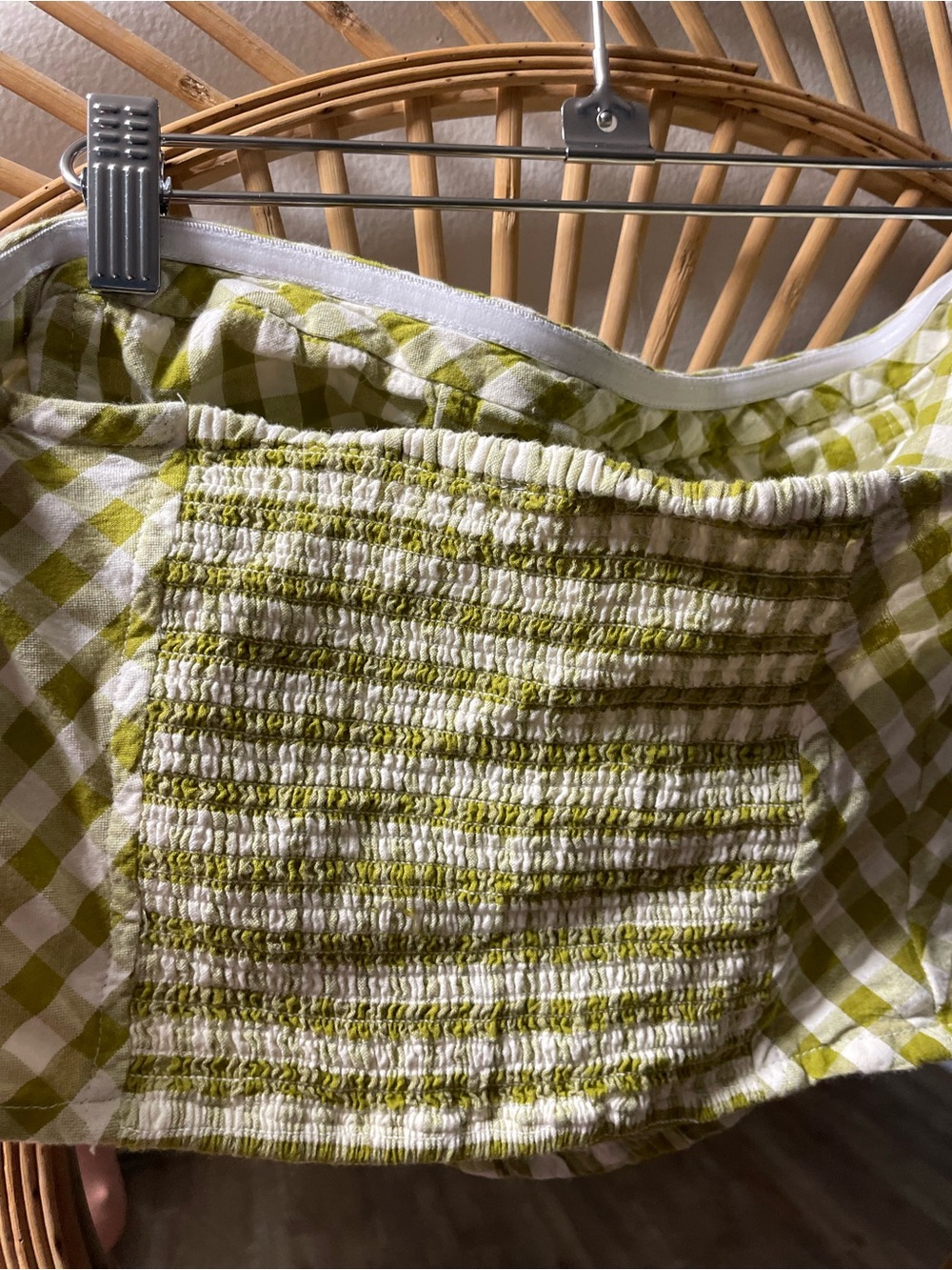Free people Green and White Gingham Strapless Bustier Top size small - Picture 4 of 7